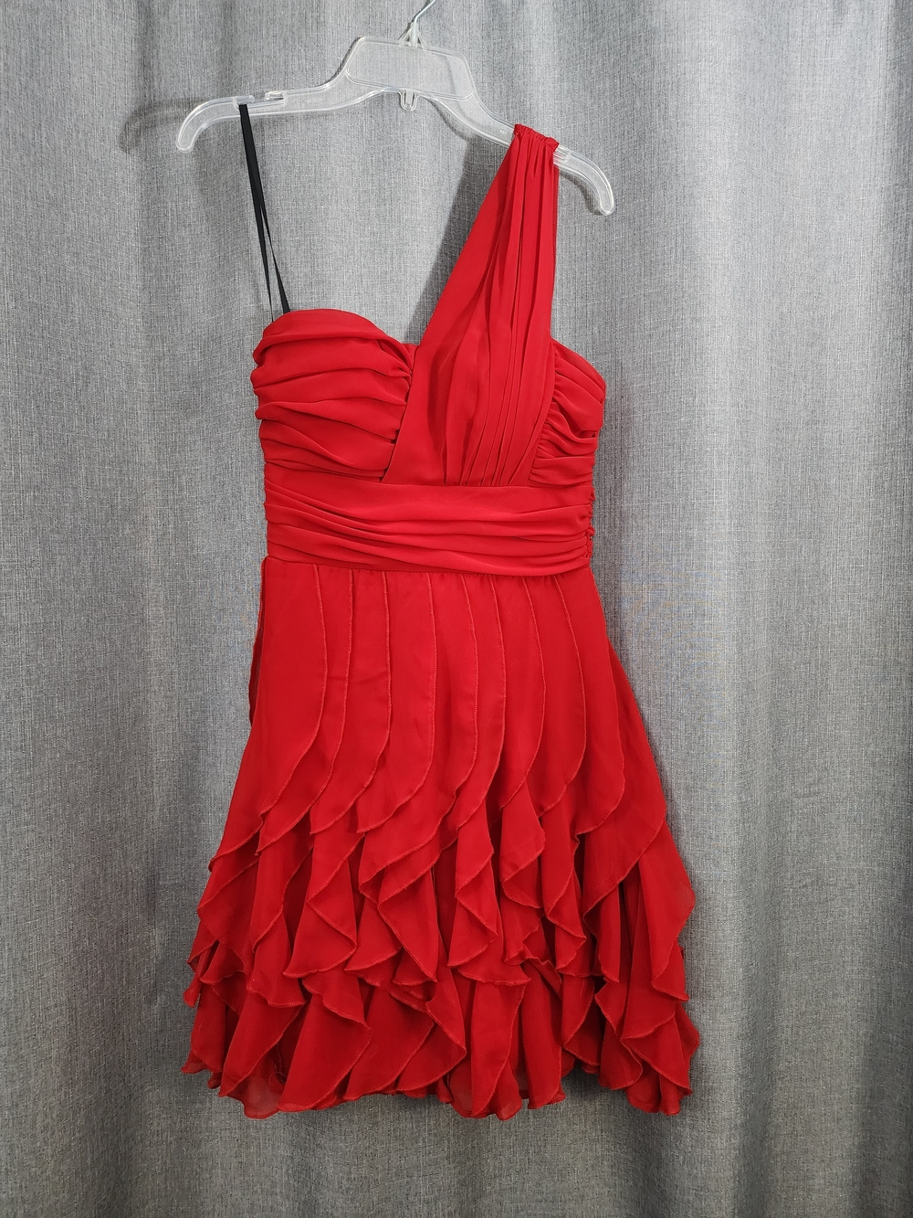 B Darlin Red One-Shoulder Ruffled Cocktail Dress
